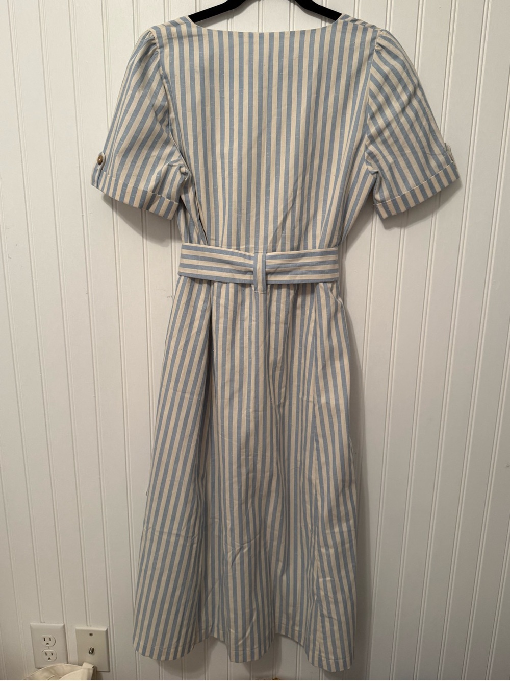 Sézane Marianne Robe Striped Button Midi Dress Size FR 40 US 8 Blue White NWT - Picture 5 of 13